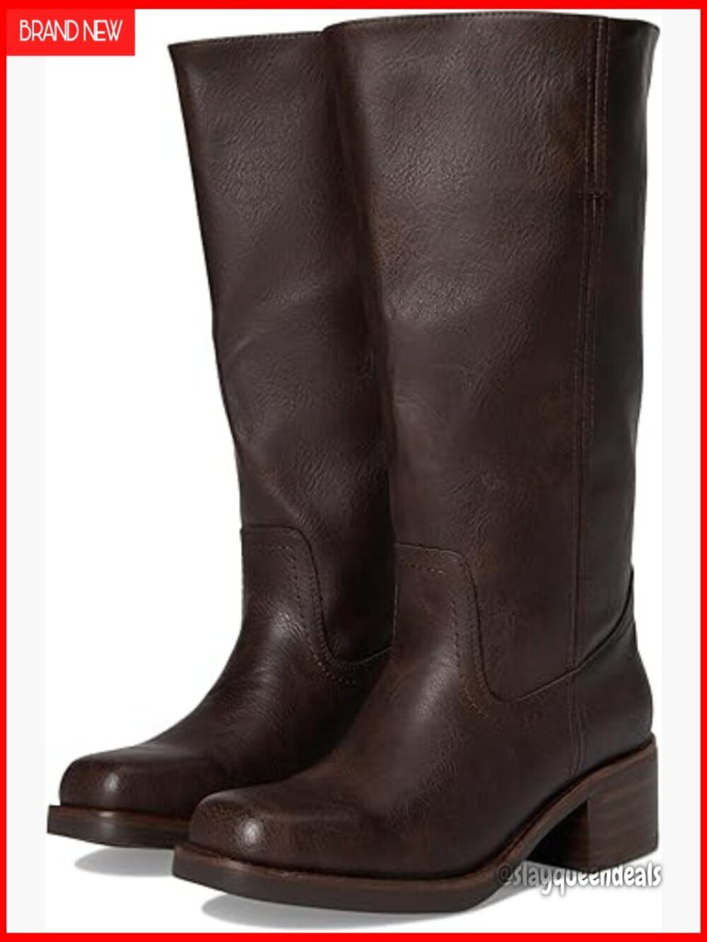 Wide Calf Mid-Calf Boots with Block Heel, Pull-On Style, Comfortable